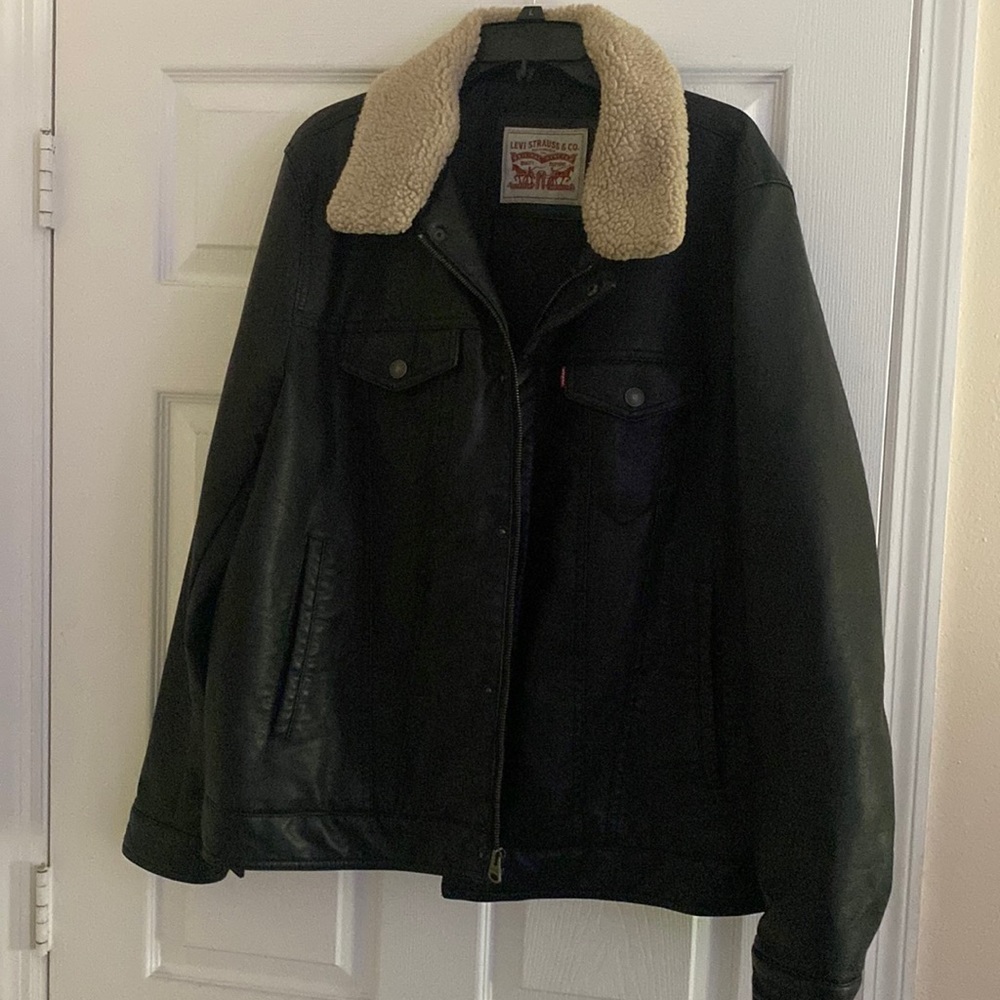 Levi’s - Mens Faux Leather Sherpa Lined Jacket